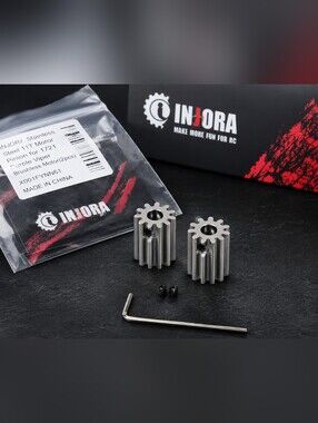INJORA Stainless Steel 11T Motor Pinion Gear 2pcs 0.4mod for 2mm Shaft RC